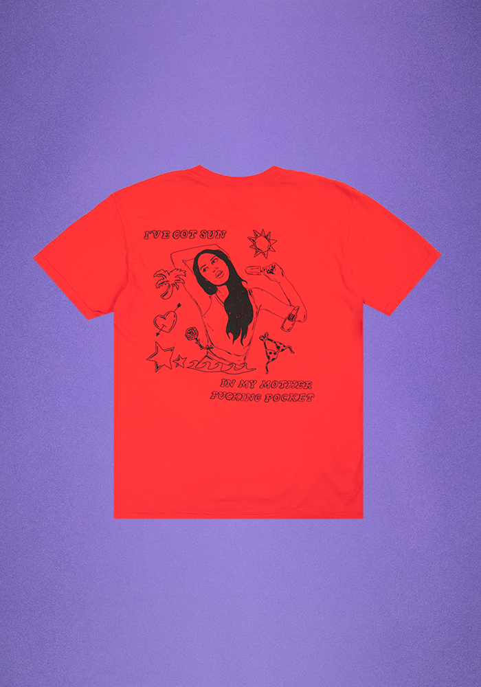 oversized sun in my mother fucking pocket t-shirt in red - Olivia