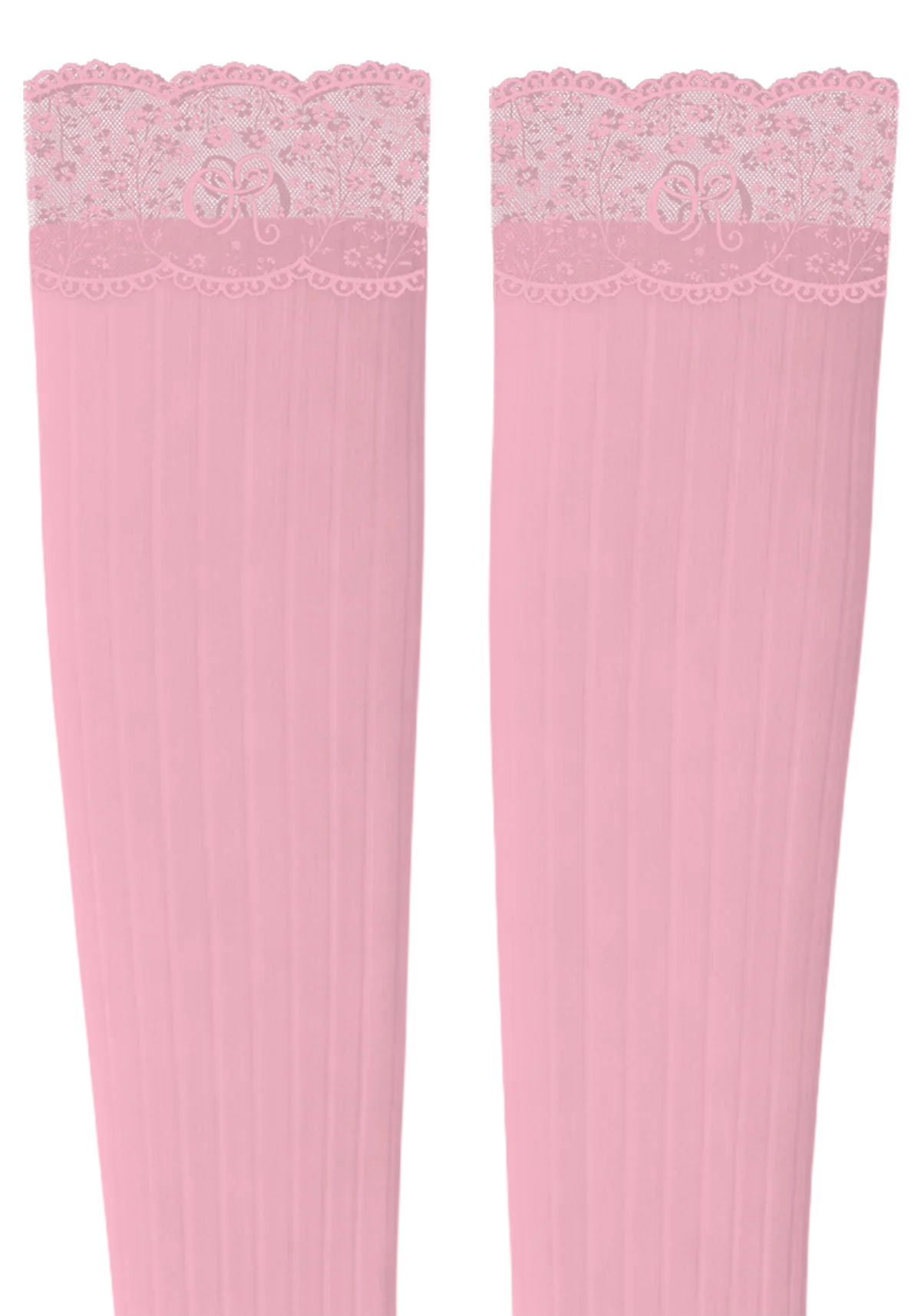 logo lace top knee high socks set