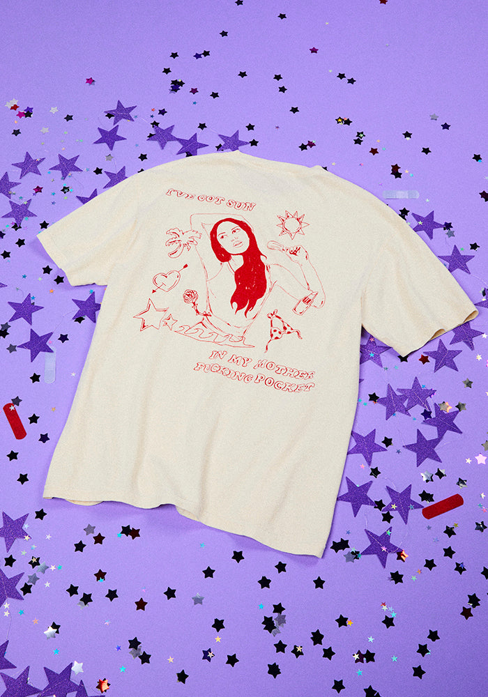oversized sun in my mother fucking pocket t-shirt in ivory