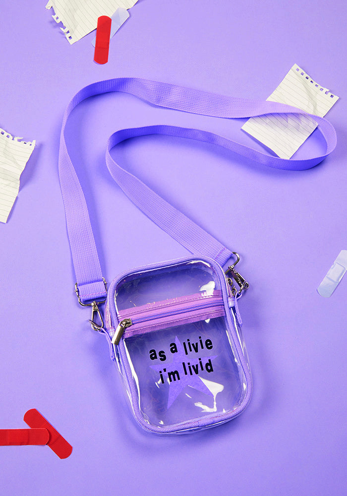 as a livie i'm livid clear crossbody bag