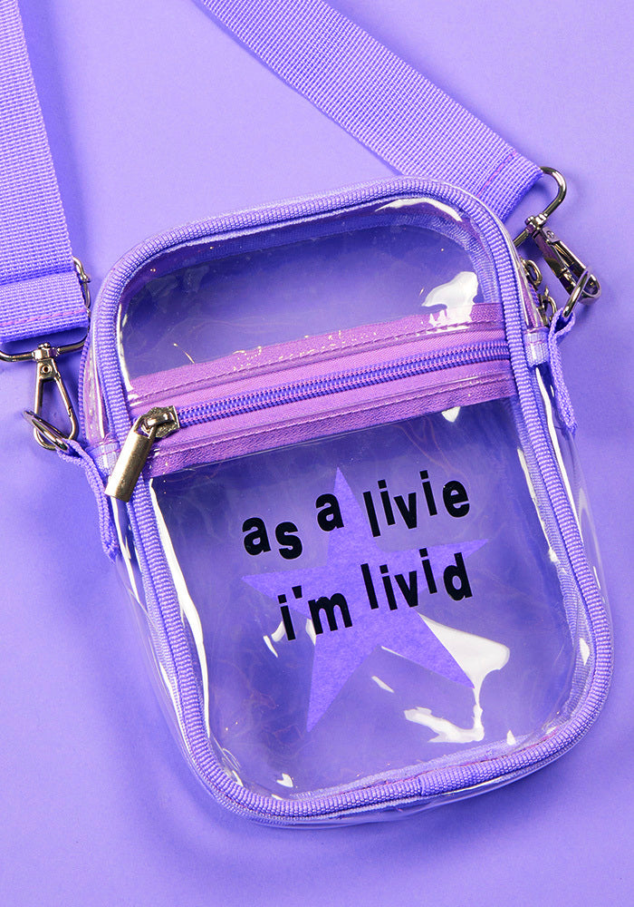 as a livie i'm livid clear crossbody bag