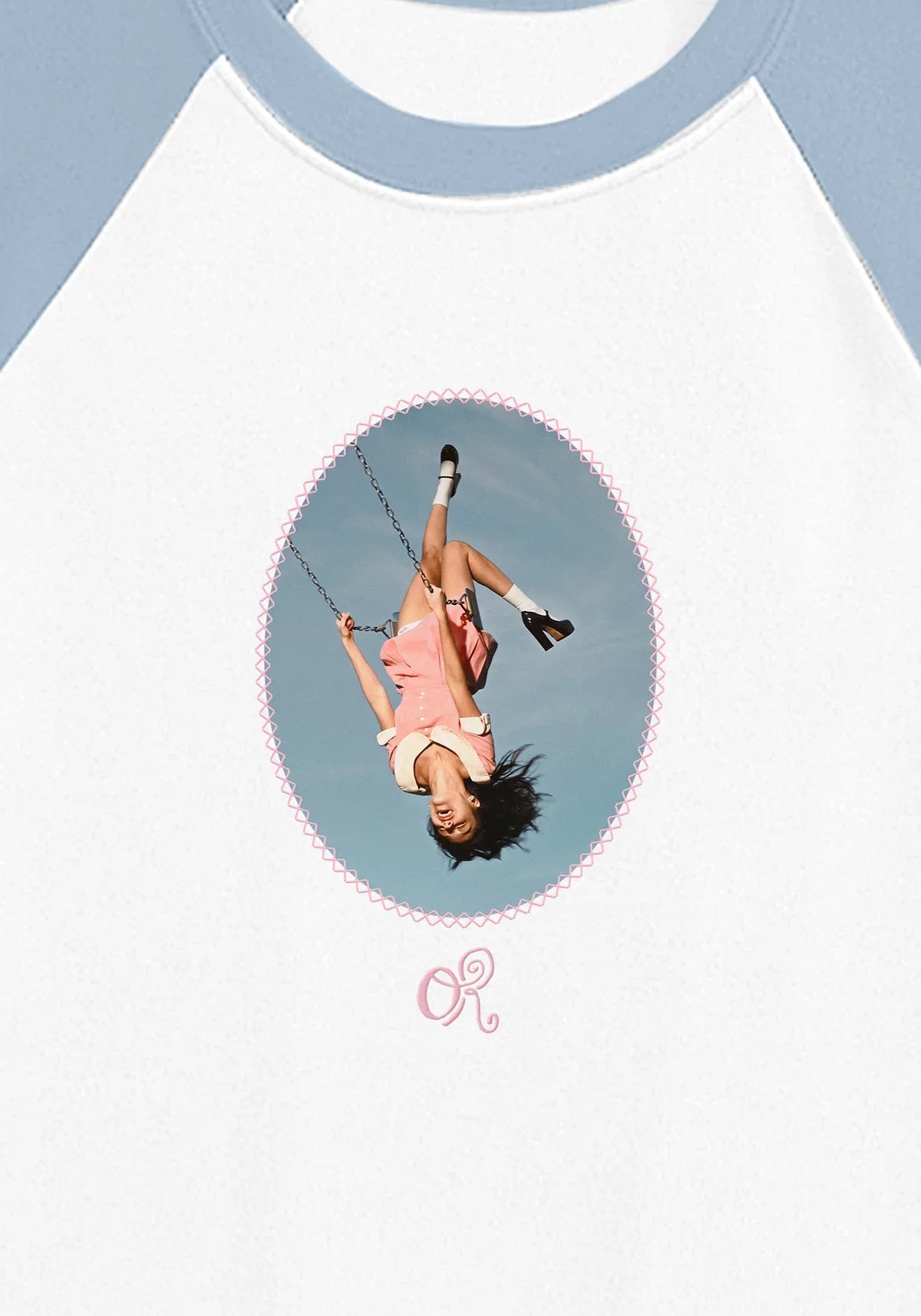 album cover stitched women's baby cropped raglan