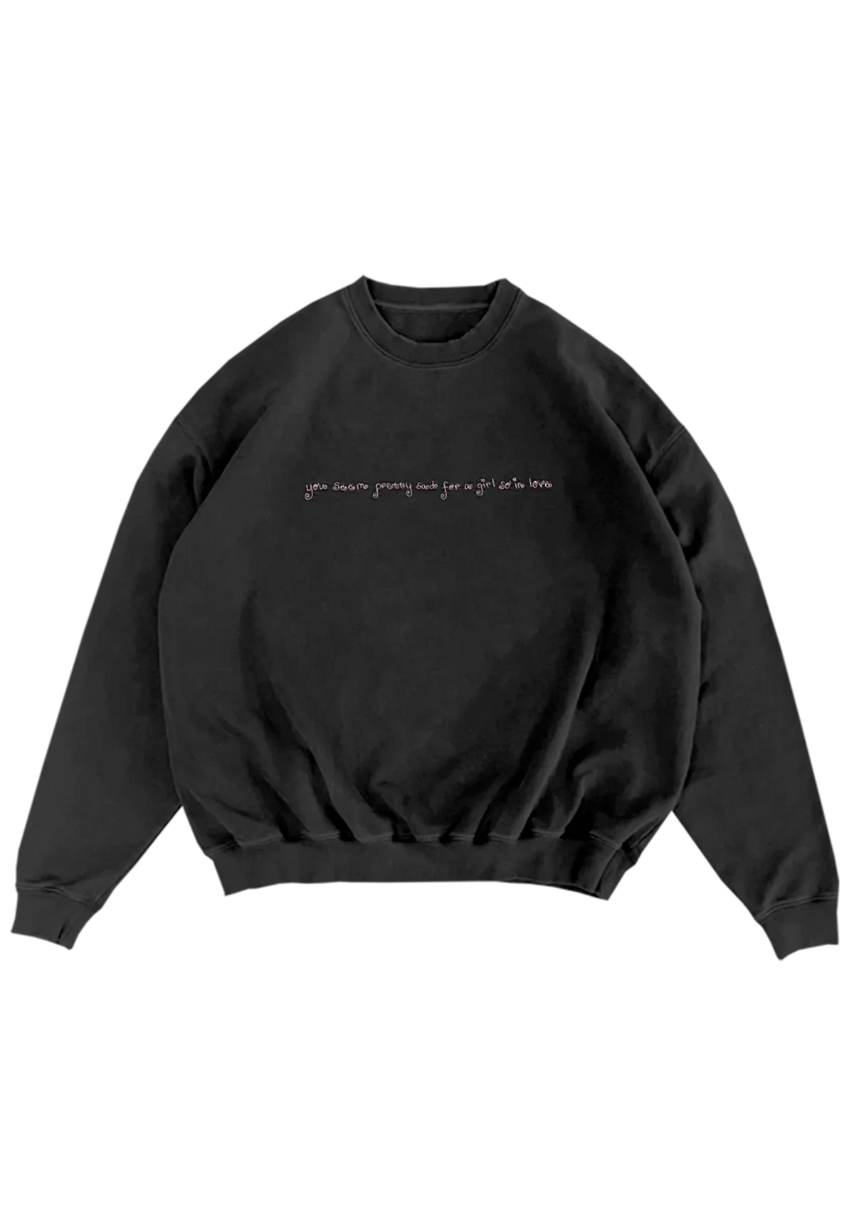 lace album cover embroidered crewneck