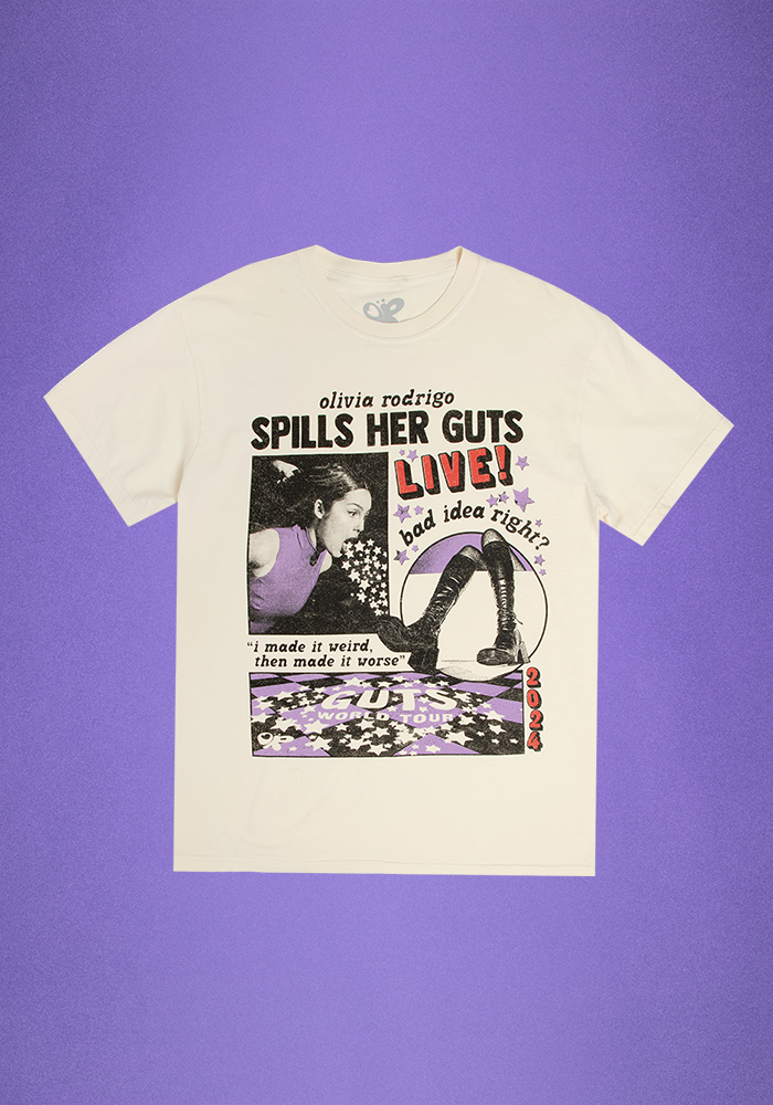 OR spills her GUTS live t-shirt in ivory