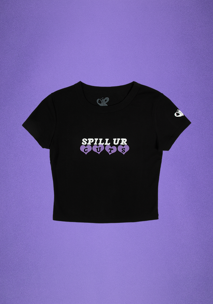 spill ur GUTS crop t-shirt in black